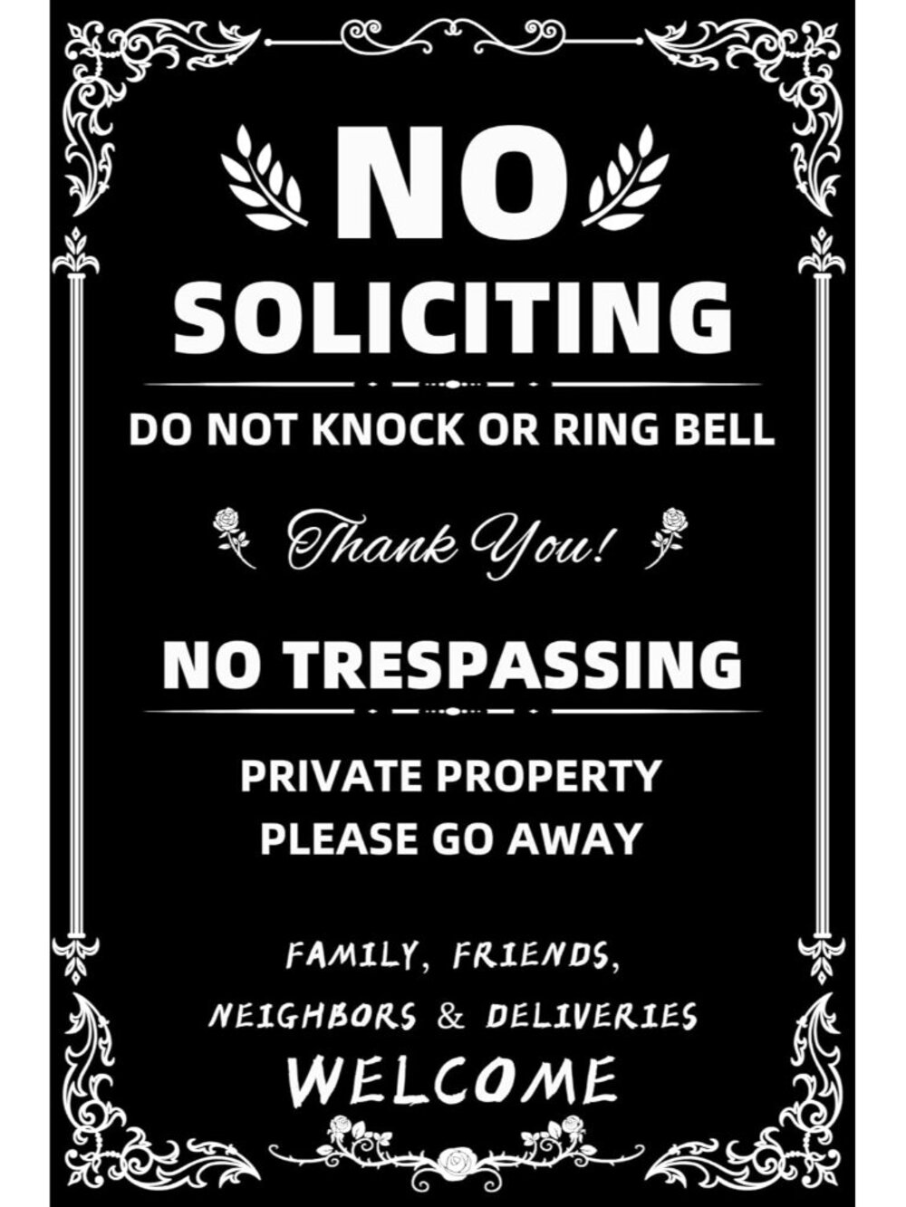 Halloween Decoration No Soliciting & No Trespassing Chic Metal Signs for Yard